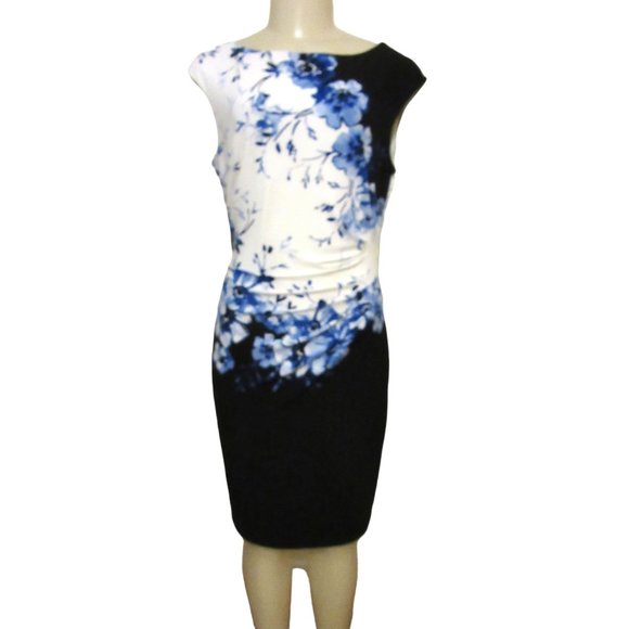 Ralph Lauren Dresses & Skirts - Ralph Lauren Blue Floral Knit Dress in Size 10